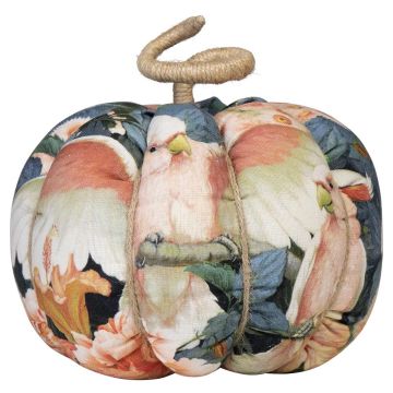 AKUNA decorative cotton pumpkin, handmade, cockatoo motif, multicoloured, Ø23cm