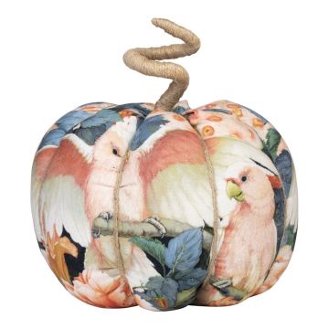 AKUNA decorative cotton pumpkin, handmade, cockatoo motif, multicoloured, Ø18cm