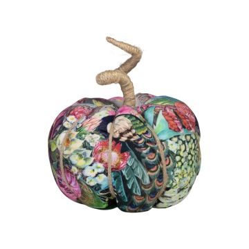 AKUNA decorative cotton pumpkin, handmade, peacock design, multicoloured, Ø13cm
