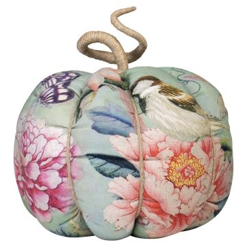 AKUNA decorative cotton pumpkin, handmade, butterfly and bird motif, multicoloured, Ø23cm