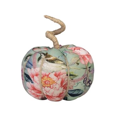 AKUNA decorative cotton pumpkin, handmade, butterfly and bird motif, multicoloured, Ø13cm