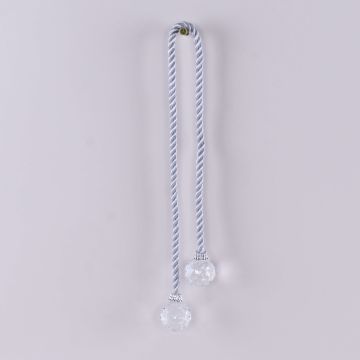 Christmas hanging ornament Cord TAYLER with acrylic balls, silver, 16"/40cm, Ø1.2"/3cm