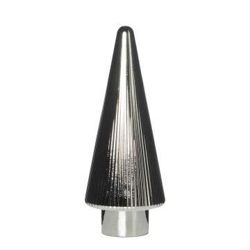 RICON decorative glass Christmas tree, metallic, silver, 26 cm, Ø 9.5 cm