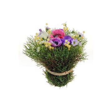 Decorative flower arrangement: anemones and daisies, IKAIA, multicoloured, 19 cm, Ø18 cm