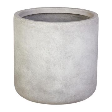 Round plant pot NARUKO, 3 pieces, fibreglass, grey, 10"x11"/25x27cm, 13"x13"/32x34cm, 16"x16"/41x42cm