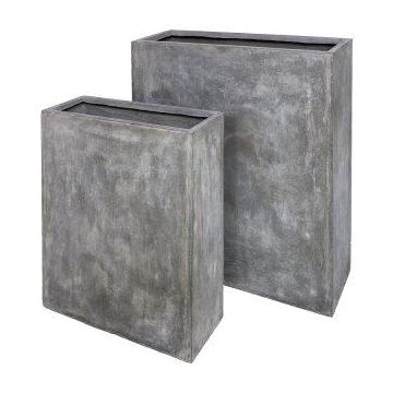 Room divider SUDE, can also be used as a holder for planter boxes, 2 pieces, fibreglass, grey, 24"x9"x28"/60,5x22,5x72cm, 32"x12"x3ft/80,5x30,5x93cm