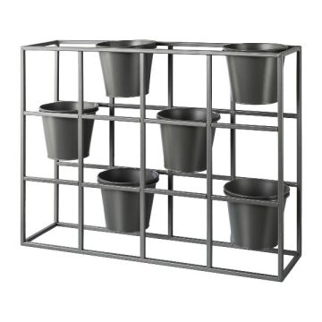 Plant room divider made of metal UTOPIA with 6 plant pots, grey, 33"x9"x20"/84x22x73cm