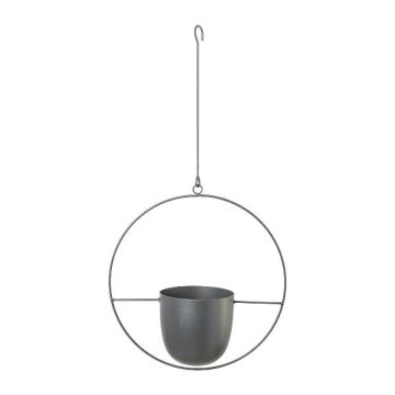 Hanging pot made of metal QUISHA, metal ring, grey, 13"x5.5"x13"/34x14x34cm