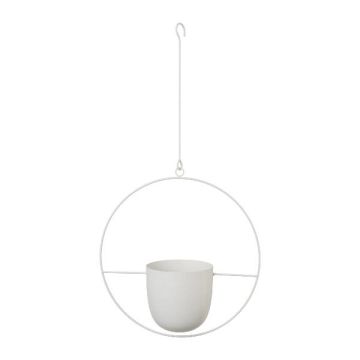 Hanging pot made of metal QUISHA, metal ring, white, 13"x5.5"x13"/34x14x34cm