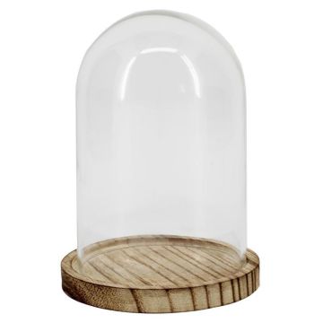 DANILLA glass dome with marbled wooden base, clear, 13 cm, Ø 9.5 cm
