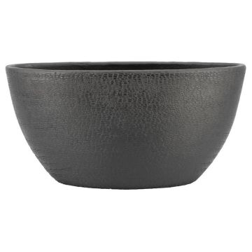 Oval ceramic plant pot DEIRA with grain effect, matt black, 49x20x25cm Oval ceramic plant pot DEIRA with grain effect, matt black, 49x20x25cm