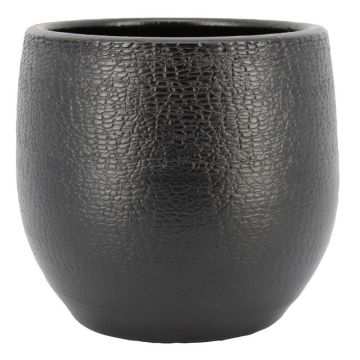 Ceramic plant pot DEIRA with grain pattern, mat black, 5.5"/14cm, Ø6.3"/16cm Ceramic plant pot DEIRA with grain pattern, mat black, 5.5"/14cm, Ø6.3"/16cm