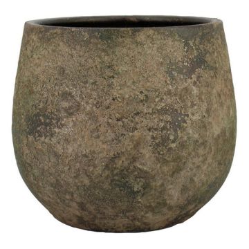Ceramic flower container AROON with grain pattern, antique green, 5.1"/13cm, Ø6.3"/16cm Ceramic flower container AROON with grain pattern, antique green, 5.1"/13cm, Ø6.3"/16cm