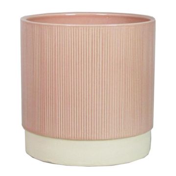 Ceramic flower pot THELON, light pink-white, 6"/16cm, Ø6"/16cm