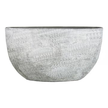 Oval ceramic pot AGAPE with texture, concrete grey, 19"x8"x10"/49x20x25cm