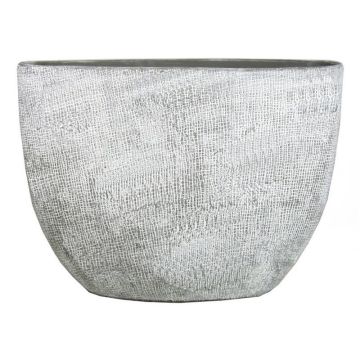 Oval ceramic pot AGAPE with texture, concrete grey, 20"x8"x14"/50x20x36cm