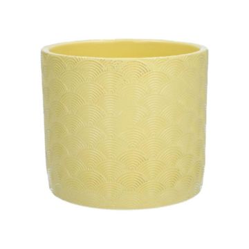 FERDINANTA plant pot with pattern, ceramic, matt yellow, 13.1 cm, Ø15.5 cm