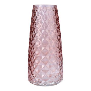 AMALFRIED glass vase with diamond pattern, dusky pink, 21 cm, Ø10 cm AMALFRIED glass vase with diamond pattern, dusky pink, 21 cm, Ø10 cm