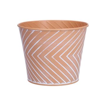 CENDRINE zinc plant pot, striped pattern, orange, 9.3 cm, Ø11.5 cm