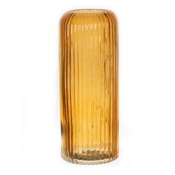 ALBURGIS flower vase with grooves, glass, orange-clear, 25 cm, Ø 10 cm