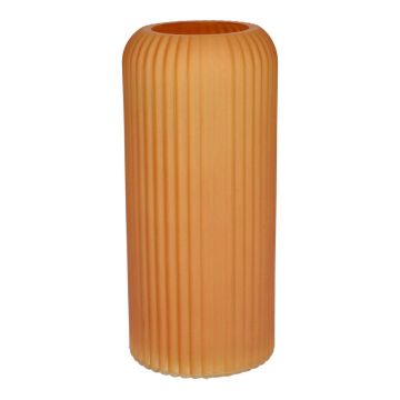 ALBURGIS flower vase with grooves, glass, matt orange, 25 cm, Ø 10 cm
