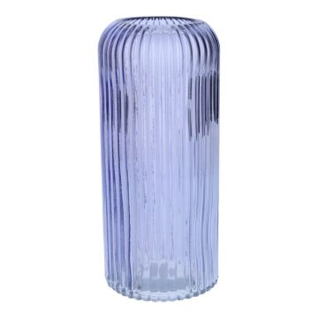 ALBURGIS flower vase with grooves, glass, lilac-clear, 25 cm, Ø 10 cm