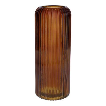 ALBURGIS flower vase with grooves, glass, orange-brown-clear, 25 cm, Ø 10 cm ALBURGIS flower vase with grooves, glass, orange-brown-clear, 25 cm, Ø 10 cm