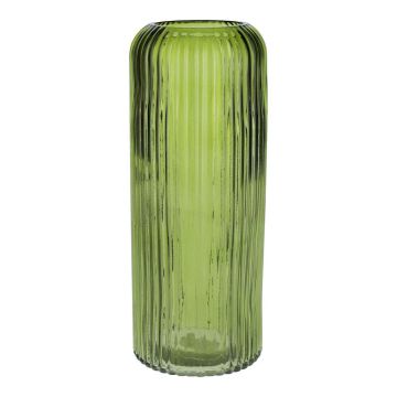 ALBURGIS flower vase with grooves, glass, green-clear, 25 cm, Ø 10 cm