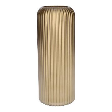 ALBURGIS flower vase with grooves, glass, metallic gold, 25 cm, Ø 10 cm