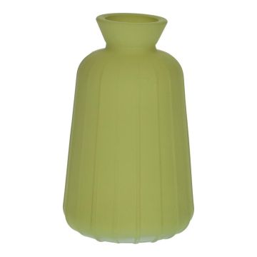 TATIANA decorative glass bottle with grooves, matt olive green, 11 cm, Ø 6.5 cm