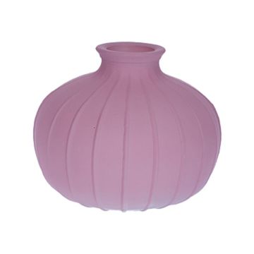ALFHARD glass bottle with grooves, matt mauve, 8.5 cm, Ø10.5 cm