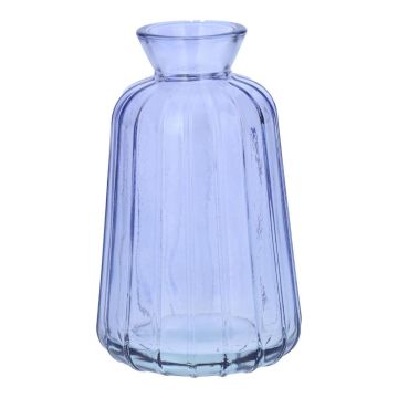 TATIANA decorative glass bottle with grooves, lilac-clear, 11 cm, Ø 6.5 cm