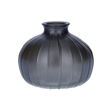 ALFHARD glass bottle with grooves, metallic grey, 8.5 cm, Ø 10.5 cm