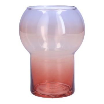 Colourful flower vase ONOFRIO, glass, purple-pink-salmon-clear, 6.3"/16cm, Ø4.7"/12cm