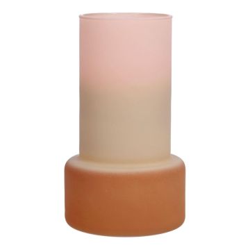 Glass vase NULAILA, pink-beige-brown-matt, 6.7"/17cm, Ø4"/10cm