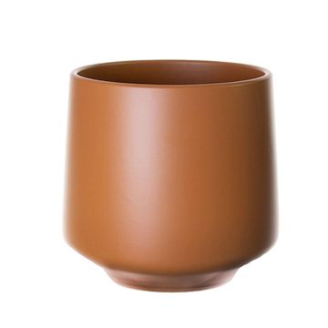 Ceramic planter ZIOKA, matt-caramel, 6.2"/15,8cm, Ø7"/18cm