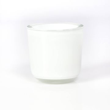 Small tealight glass / candle holder NICK, white, 3.1"/8cm, Ø3.1"/8cm