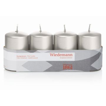 Advent candles JENARO, 4 pieces, silver, 8cm, Ø5cm, 18h - Made in Germany