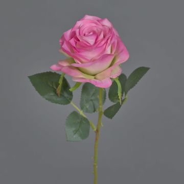 Artificial rose flower SIMONY, pink-pink, 18"/45cm, Ø 3.1"/8cm