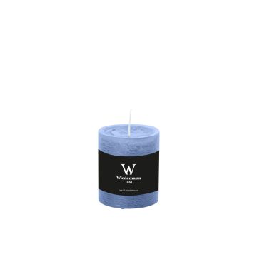 Pillar candle AURORA, grey-blue, 3.1"/8cm, Ø2.7"/6,8cm, 34h - Made in Germany
