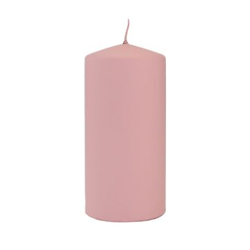 Pillar candle LYCANTHIA, Frosted Pastel, antique pink, 5.9"/15cm, Ø 2.8"/7cm, 63h