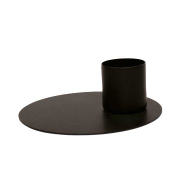 Metal candlestick holder TERENCE for dinner candles, black, 4,5cm, Ø12,5cm