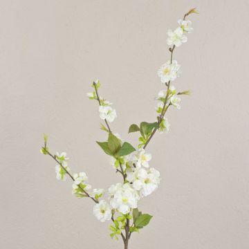 Decorative cherry blossom branch VALESKA, flowering, white, 33"/85cm