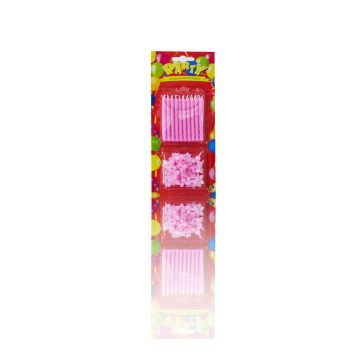 Birthday candles LULUNA with 20 candles and 20 holders, pink, 6,5cm, Ø0,5cm