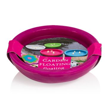 Outdoor floating candle NEREA, 3-wick, pink, 1.8"/4,5cm, Ø6"/15,8cm, 5,5h