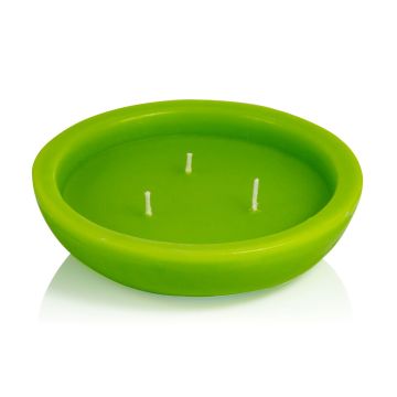 Outdoor floating candle NEREA, 3-wick, apple green, 1.8"/4,5cm, Ø6"/15,8cm, 5,5h