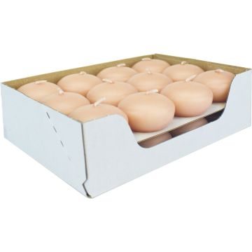 Floating candles ORNELLA, 24 pieces, pastel peach, 2,8cm, Ø4,5cm, 4h