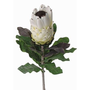 Textile flower Protea NELLI, white-yellow, 30"/75cm, Ø 3.1"/8cm