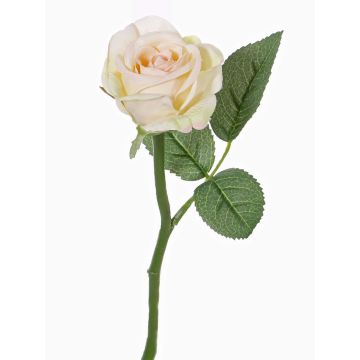 Artificial flower rose GABI, cream-pink, 12"/30cm, Ø2.4"/6cm