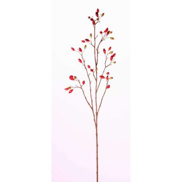 Decorative rosehip branch EDITH with fruits, red, 4ft/110cm
